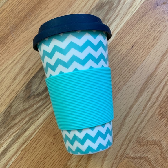 J. Crew Other - J. CREW Teal Chevron Ceramic Travel Mug